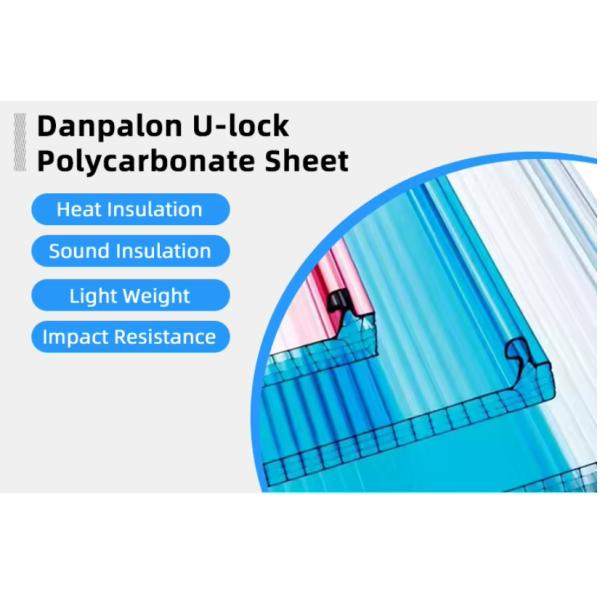 Modern Design U-lock Danpalon Plastic Polycarbonate Sheets For Roof
