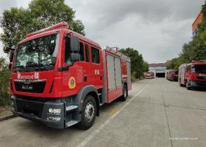 China MAN Large Space Cab Foam and Water Tanker Fire Truck close by Shutter Doors wholesale