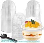 Plastic Cups Ice-Cream Cups Dome Lids, 180ml/6oz Sundae Dessert Cups For Iced