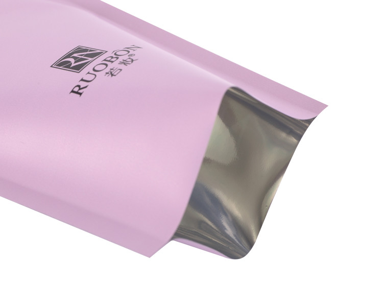 Matte Pure Aluminum Foil Plastic Cosmetic Facial Mask Packaging Three Side Seal Bag / Liquid Flat Pouch With Zipper