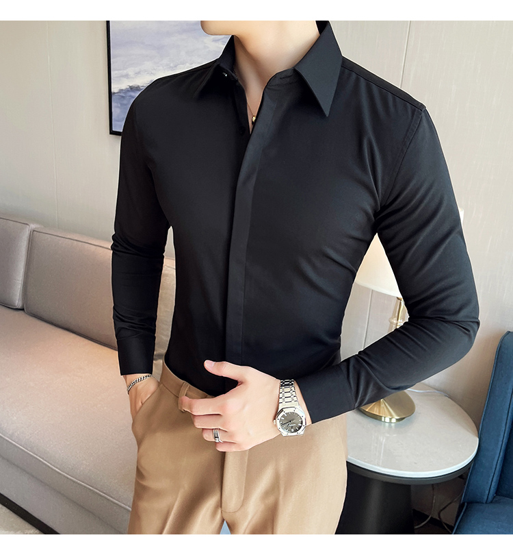 Weaving method woven 100% Cotton Business Dress Button Down Casual Shirts For Men Slim Fit