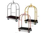 Hotel Lobby Room Service Trolley Stainless Steel Mirror Gold Finish with Red