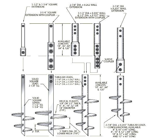 High Tensile Strength Screw Pile Foundation / Underpinning Helical Screw Piles