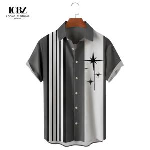 China Stand Collar Printed Men's Hawaiian Shirt Summer Coconut Retro Top 3d Casual Beach Shirts wholesale
