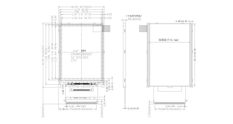 2.4 Inch Capacitive Touch Screen 8 bit 16 bit Parallel Serial Interface Resolution 240*320 Driver IC GC9306 400 Brightness