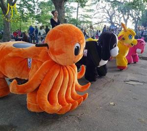 China Hansel hot selling children amusement park kids ride plush animal scooters wholesale