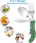 Stainless Steel Folding Knife Spoon Fork, Camping Utensils Set Foldable Travel