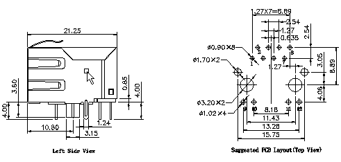 LPJ0012GDNL Networking Rj45 Modular Jack Cross Tab-Down 7499011121