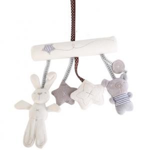 China Baby rabbit car hanging music bed around safety seat hanging piece plush toy baby toy lathe hanging wholesale