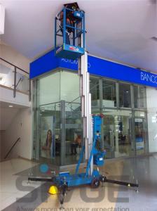 China 10m Single Mast Blue Hydraulic Lift Ladder 120kg Load For Office Buildings wholesale