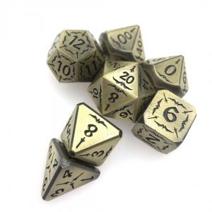 China Antiwear Exquisite Carving Core Dice Polyhedron Ancient Bronze Metal Dice Set on sale