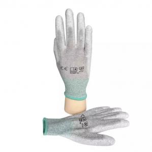 China Anti Static ESD Glove Lint Free ESD PU Coated Palm Fit Gloves Carbon Fiber Antistatic Safety Work Gloves wholesale