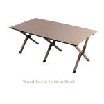 Lightweight Roll Up Folding Camping Coffee Table 6.70kg Wood Grain Color Metal