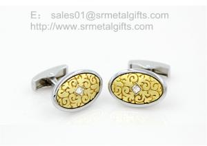 China Two tone rhinestone cufflinks with silver and gold combination, stone two tone cufflinks, wholesale