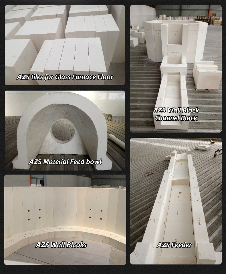 AZS 33 AZS 41 Zro2-Al2O3-Sio2 Refractories for Glass Bending Furnace Cutting Service