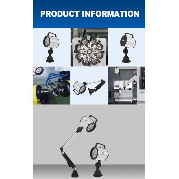 IP65 Adjustable LED Machine Tool Work Light 9W 810LM Full Aluminum Industrial Lamp