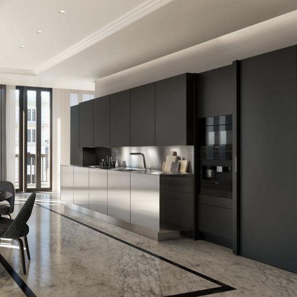 Modular Stainless Steel Kitchen Cabinets Smart Cupboard Lacquer Kitchen Small