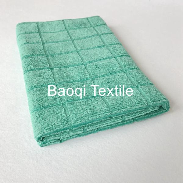 Green 260gsm solid microfiber dish rags，tea towels wipes,double side kitchen
