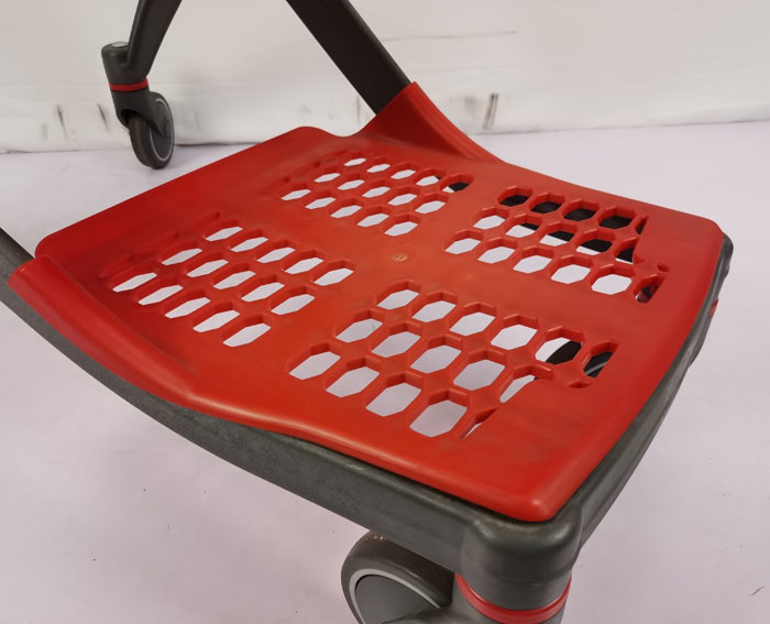 Red All Plastic Shopping Trolley Lightweight Supermarket Grocery Store Shopping Cart 220L