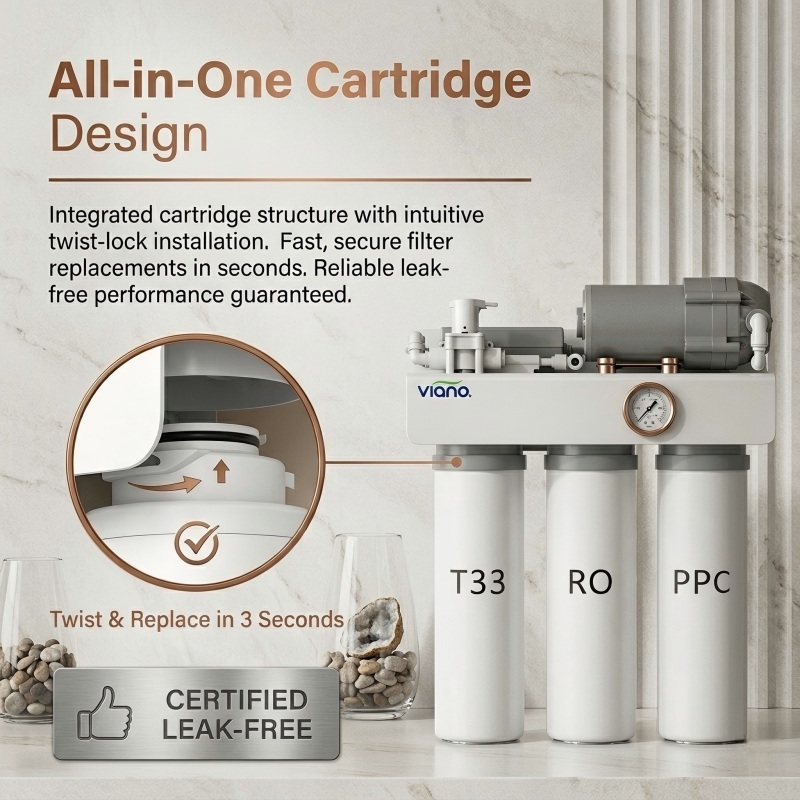 400G Tankless Under Sink RO System with Integrated Filter Cartridge and Compact Space Saving Design