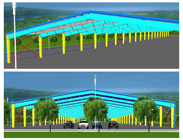Metal Frame House Construction , Industrial Prefab Metal Warehouse Workshop