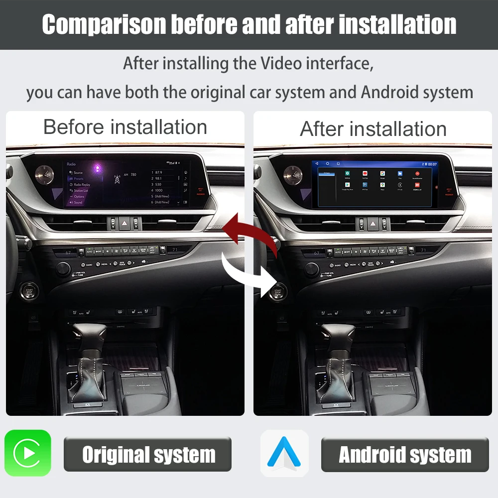Viknav Fit For 12.3 Inch Car Video lnterface With For LEXUS ES 2018-2020 Carplay interface with screen touchpad