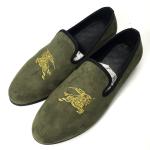 Army Green Mens Velvet Loafers Breathable Mens Slip On Summer Shoes