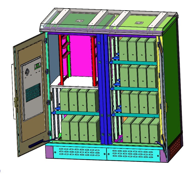 Two Compartments Outdoor Battery Cabinets , External Telecoms Cabinet