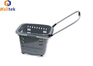 China Supermarket Foldable Rolling Shopping Baskets With Aluminium Handle wholesale