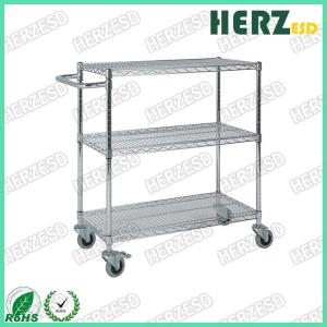 China 3 Layers Stainless Steel Wire Shelves , ESD Trolley For Control EPA Internal Transport Risks wholesale