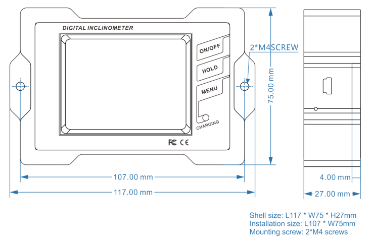 High Precision Digital Inclinometer with ±30° Measurement Range and 0.001° Resolution for Industrial Angle Measurement
