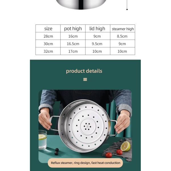 Hot Selling OEM Kitchen Cookware Cooking Pot 2 layer Kitchenware Soup Pot Stainless Steel Thickened Steamer Pot