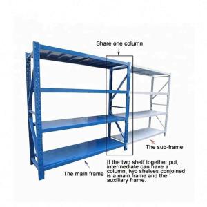 China Bolt Free 4 Tier Storage Shelves Warehouse Garage Medium Duty Shelving wholesale