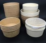 1100ml 165*144*65cm Brown Kraft Paper Disposable Lunch Box For Salad Food