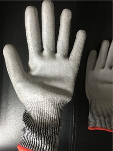 China 13 gauge Knitted Cut level 3 coated PU palm gloves/Cut resistant gloves on sale