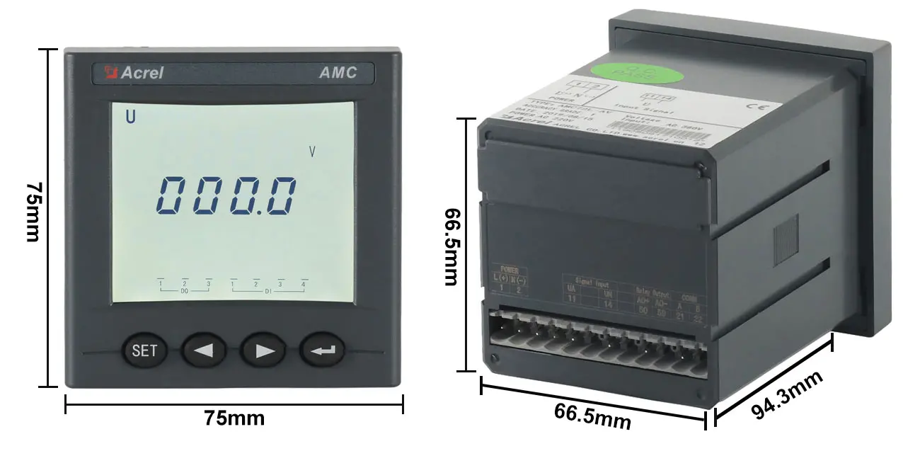 Acrel AMC72L-AV Single Phase Output Current 4-20mA With LCD Display Energy Measuring And Monitoring RS485 Communication