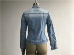 Light Wash Ladies Denim Jacket / Button Through Trucker Jacket TW79170
