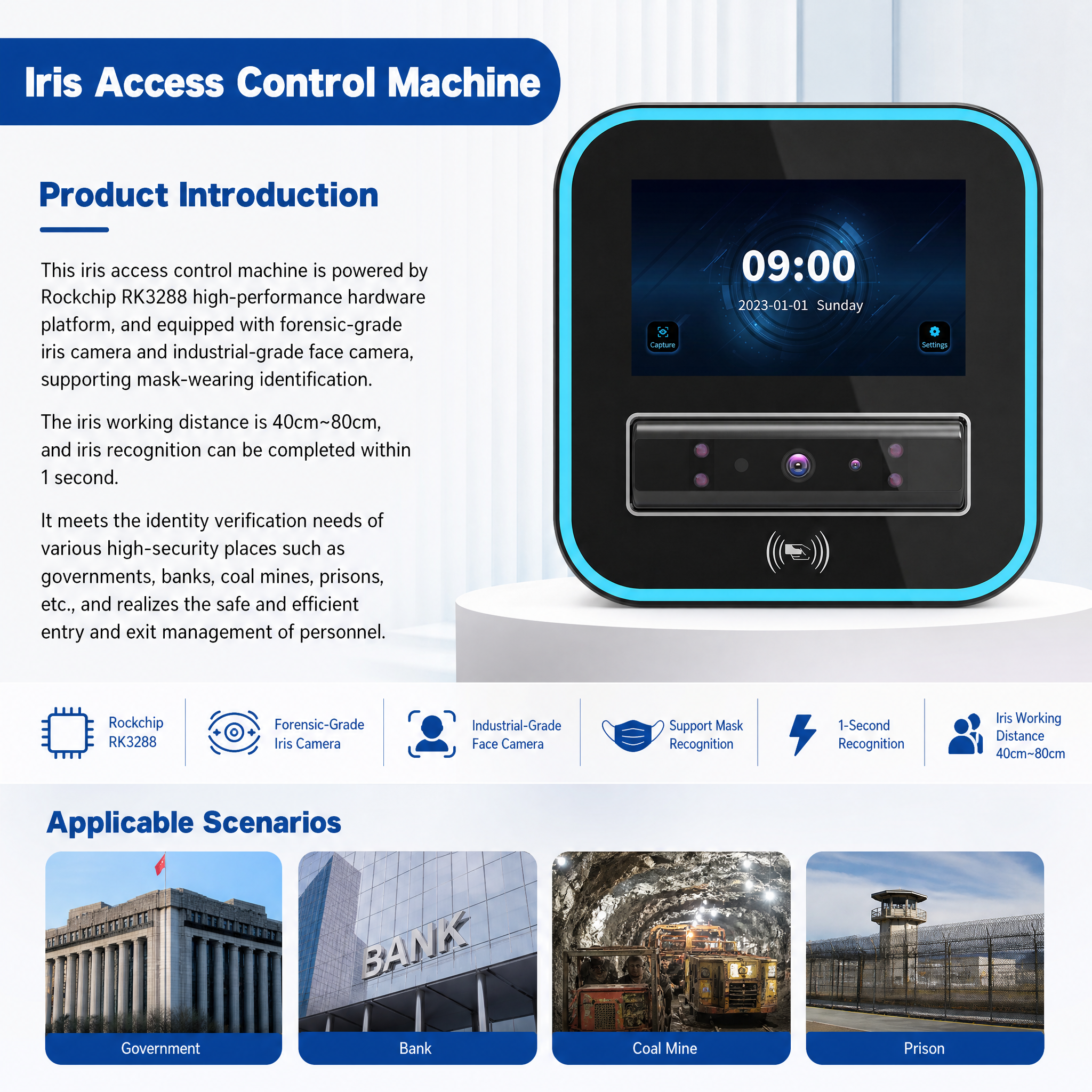 Standalone Iris Access Control Reader