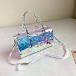 Rainbow Color Sports Travel Bag Men And Women Dazzling Acrylic Chain Handbag