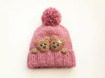 Winter Knitted Real Fur Girls Pom Pom Beanie Hat 100% Acrylic Wool Keep Warm