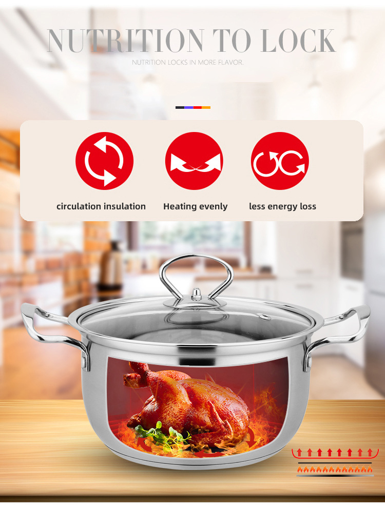 Wholesale Stainless Steel Pot Cookware 201 Set Stock Pots 18/20/26cm Soup Pot Cookware Sets
