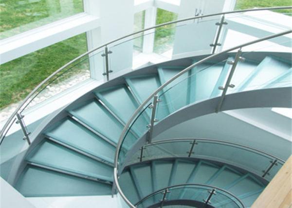 316ss Indoor Building Curved Stairs Tempered Glass Railing Top Handrail