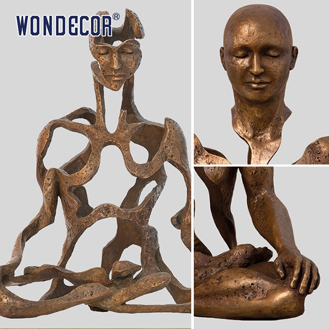 Large Sculpture With Cross Legged Hollow Buddha Statue And Copper Sculpture