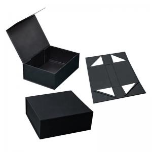 China Custom Black Cardboard Foldable Boxes With Lids Magnetic Folding Box Packaging Supplier wholesale