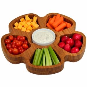China Multifunction Bamboo Serving Tray 5 In 1 Fruit Platter Contemporary Style wholesale