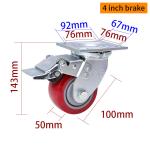 100mm 4 Heavy Duty Casters 350kg Load Aluminium Caster Wheels