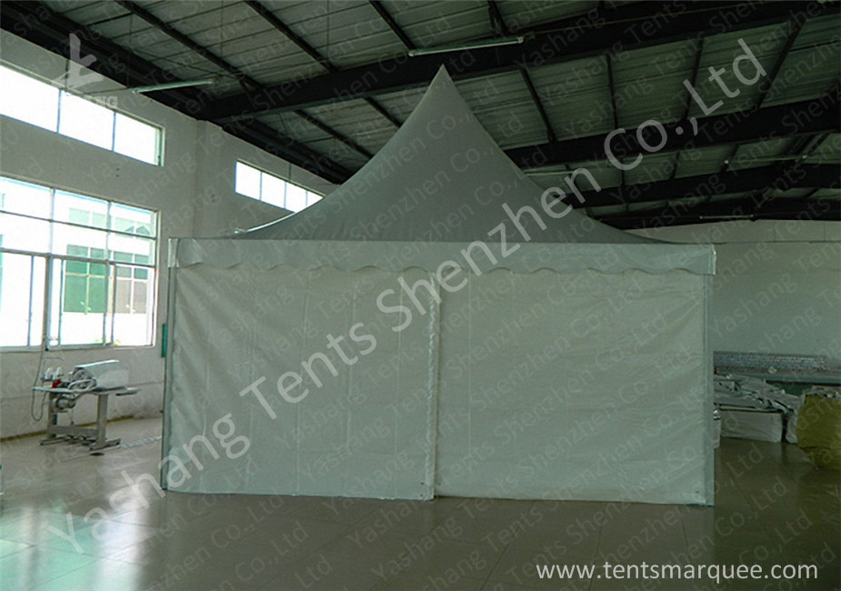 Water Repellent Aluminum Alloy Frame High Peak Tents White PVC Fabric Cover