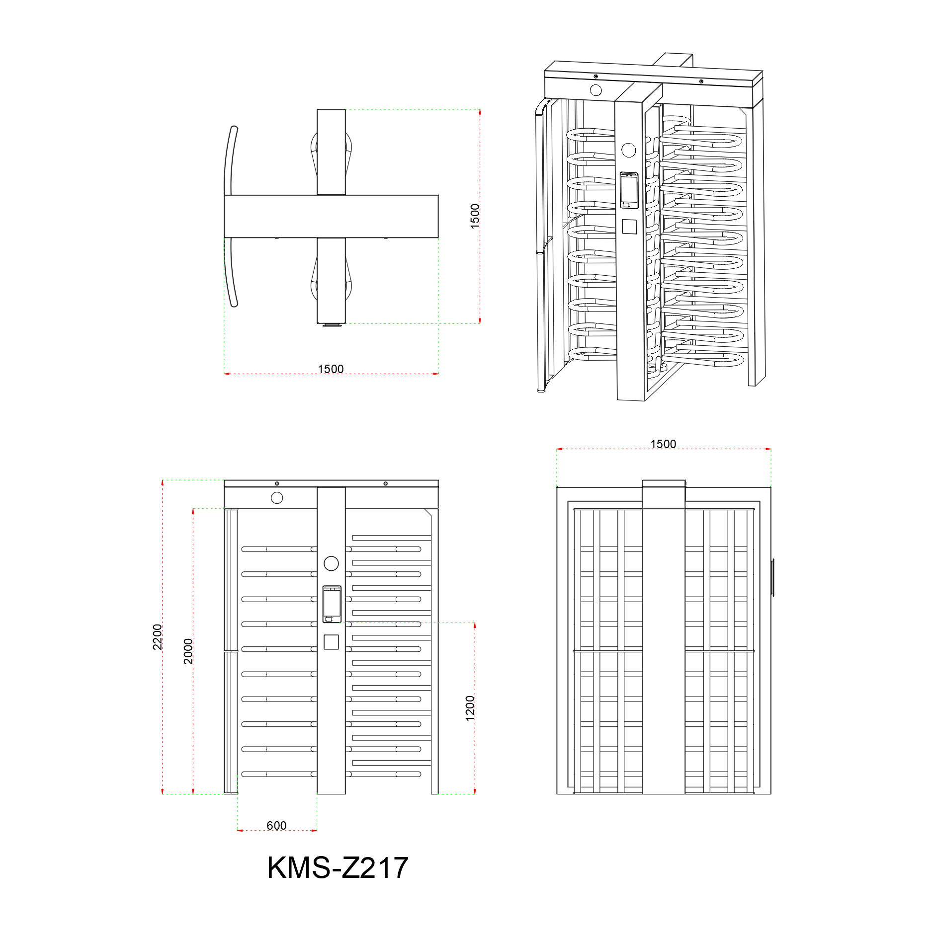 Full Height Turnstile With Automatic Reset And Anti Tailgating Function