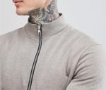 Funnel Neck Full Zipper Mens Track Jacket Grey Blank Design 100% Cotton