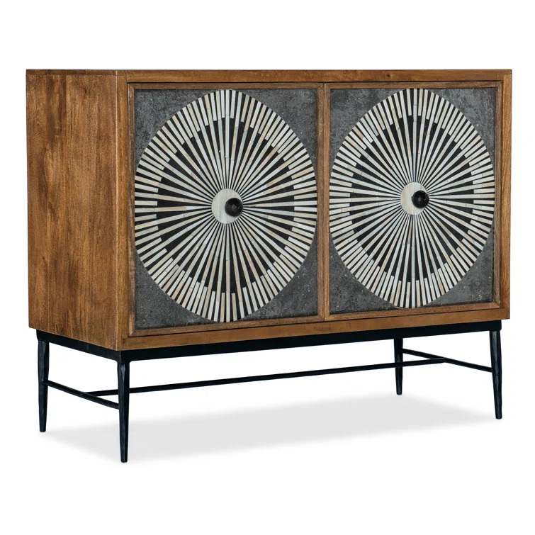 Contemporary Low Wooden Sideboard TV Cabinet Brown 4 Door